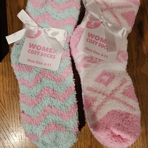 Pink and Blue Women's Cozy Socks (2 - 2 Packs)